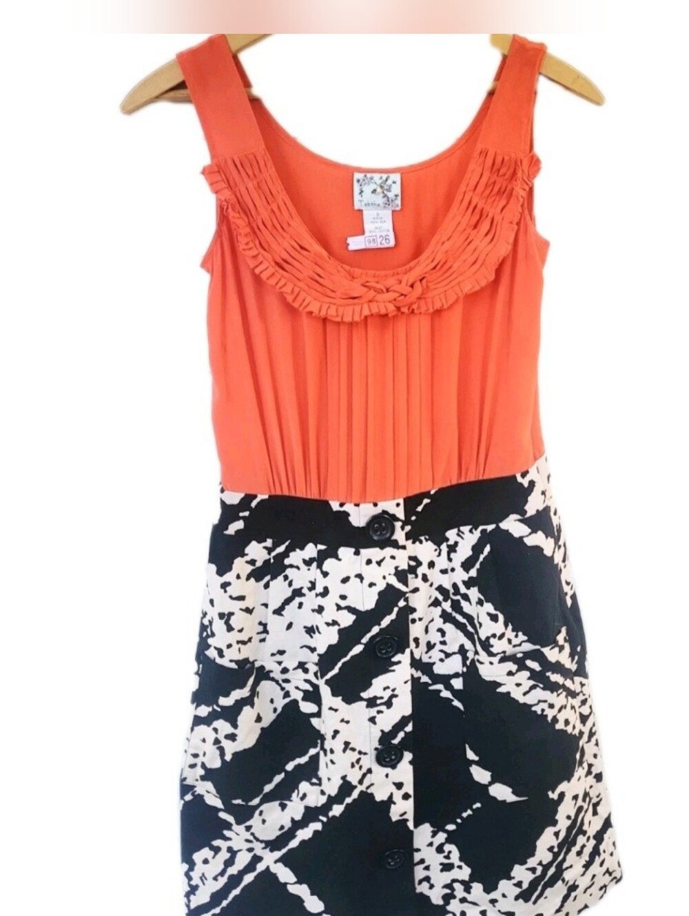 Anthropologie Tabitha Bustling Avenues Silk & Cotton Contrast Dress Sz 2